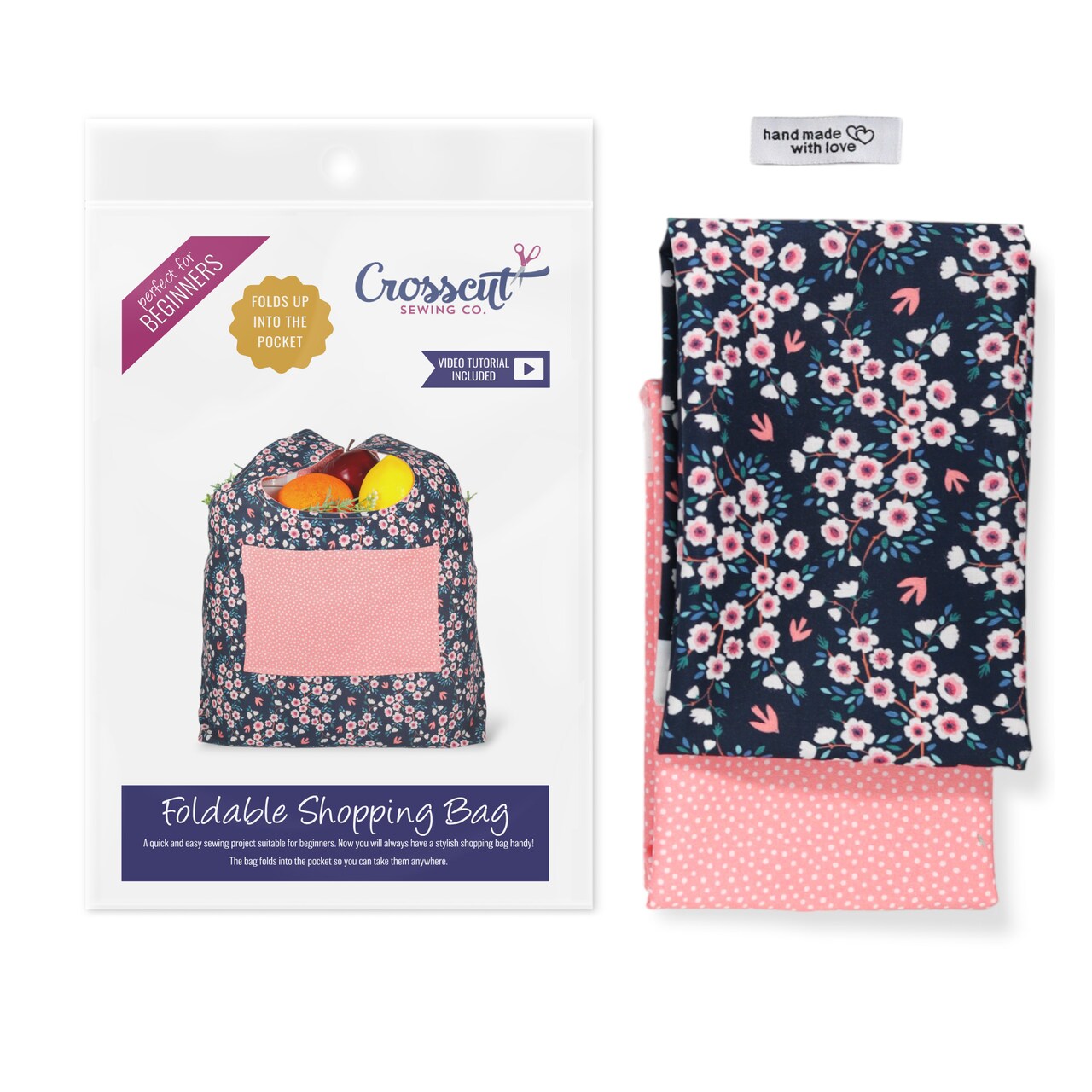 Crosscut Sewing Co.® Foldable Shopping Bag Sewing Kit - Beginner Sewing Project Kit